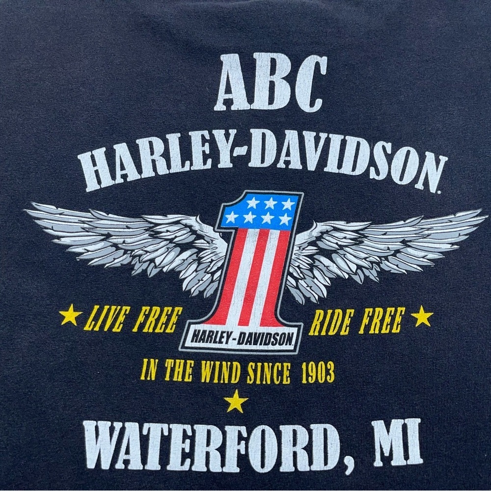 Harley Davidson Motorcycle T-Shirt Mens Size 3XL Black Cotton ABC Waterford MI
